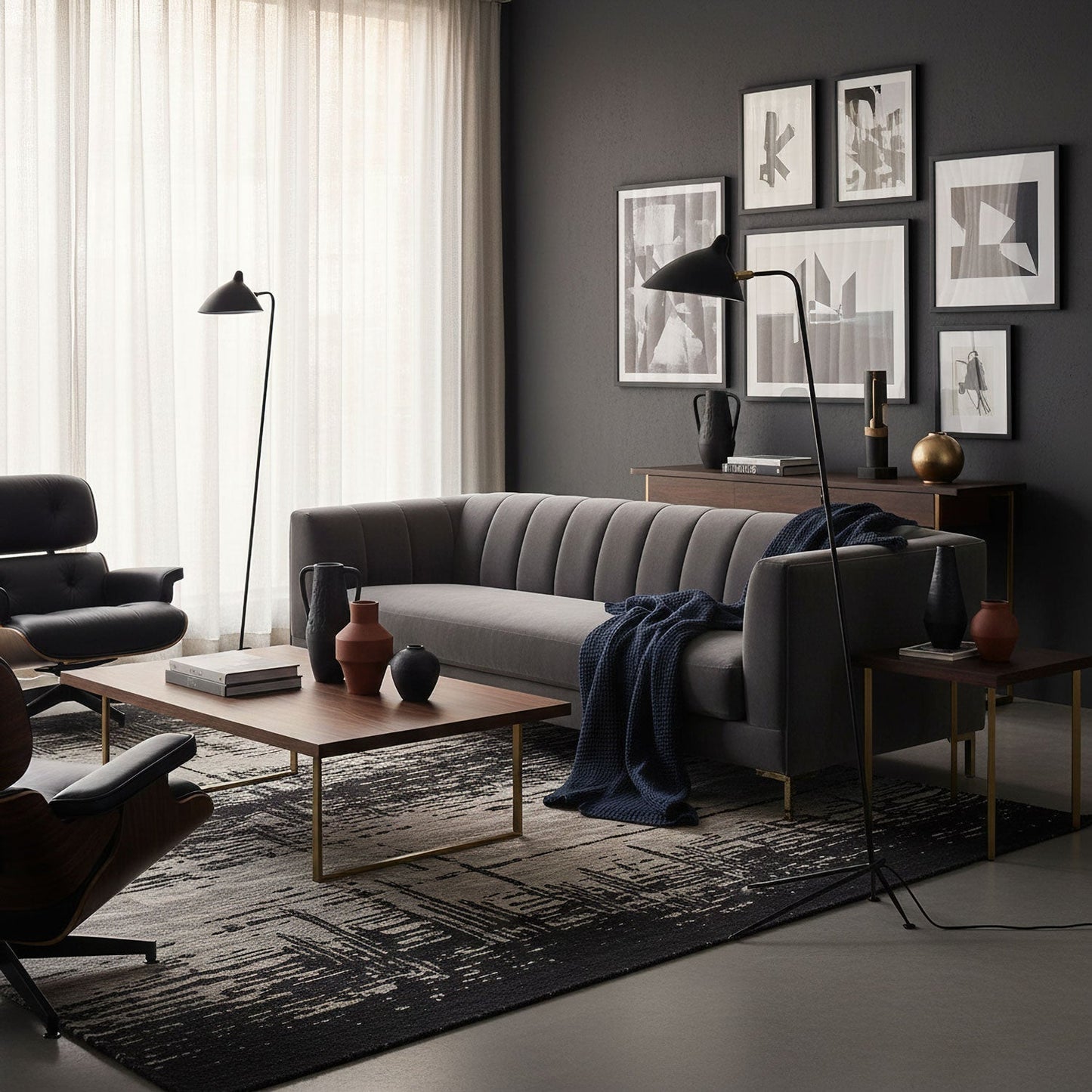 Industriële Vloerlamp Zwart Mat met Messing Accenten — Verstelbare Spot op Tripod Basis — E26/E27 fitting tot 40W — Scandinavisch Design voor Woonkamer & Leeshoek