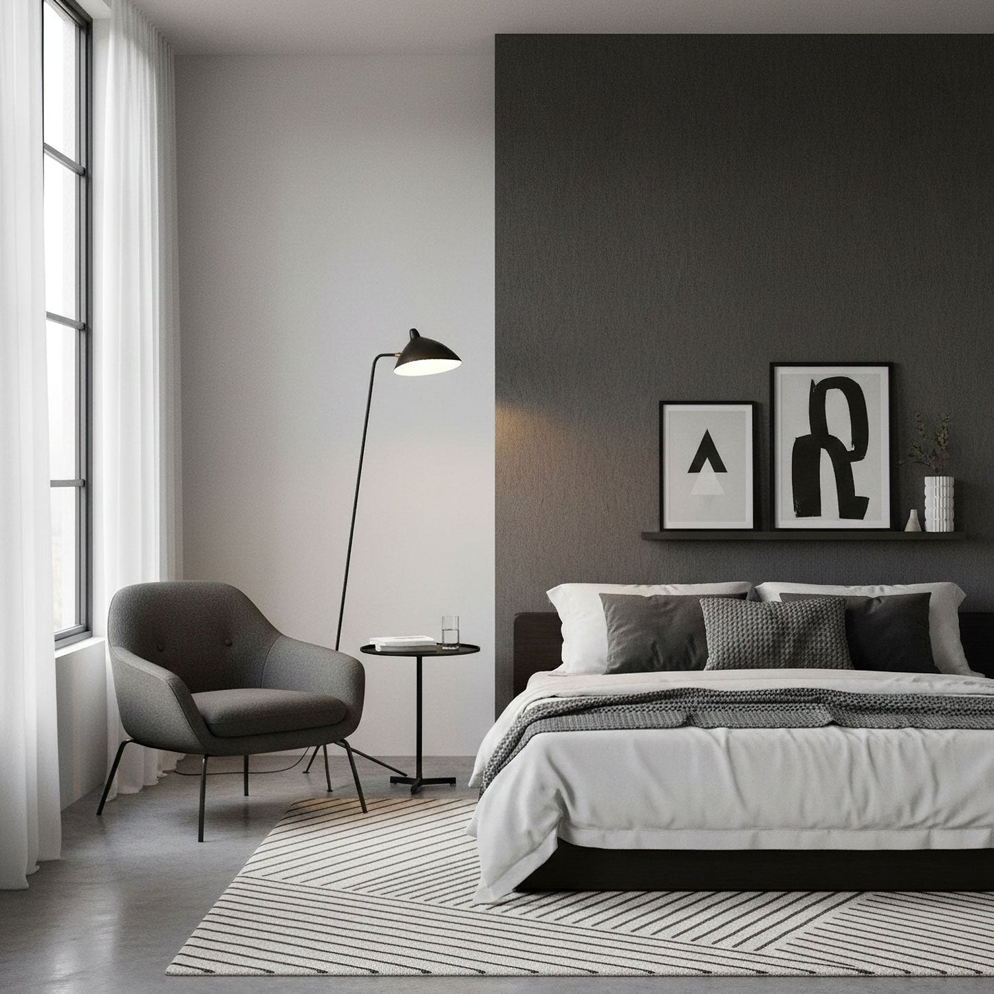 Industriële Vloerlamp Zwart Mat met Messing Accenten — Verstelbare Spot op Tripod Basis — E26/E27 fitting tot 40W — Scandinavisch Design voor Woonkamer & Leeshoek