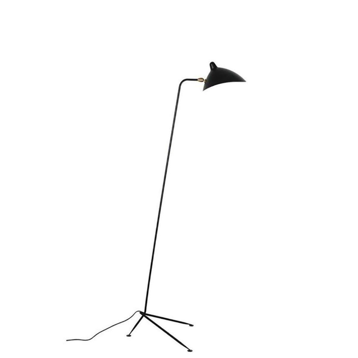 Industriële Vloerlamp Zwart Mat met Messing Accenten — Verstelbare Spot op Tripod Basis — E26/E27 fitting tot 40W — Scandinavisch Design voor Woonkamer & Leeshoek