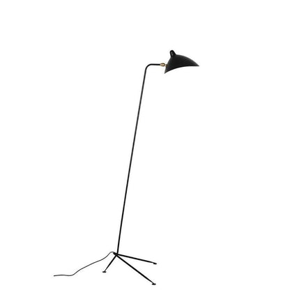 Industriële Vloerlamp Zwart Mat met Messing Accenten — Verstelbare Spot op Tripod Basis — E26/E27 fitting tot 40W — Scandinavisch Design voor Woonkamer & Leeshoek