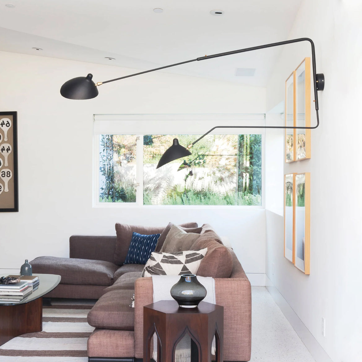 Wandlamp met verstelbare armen — industriële wandverlichting in aluminium en messing — vintage design — moderne wandlamp voor woonkamer slaapkamer