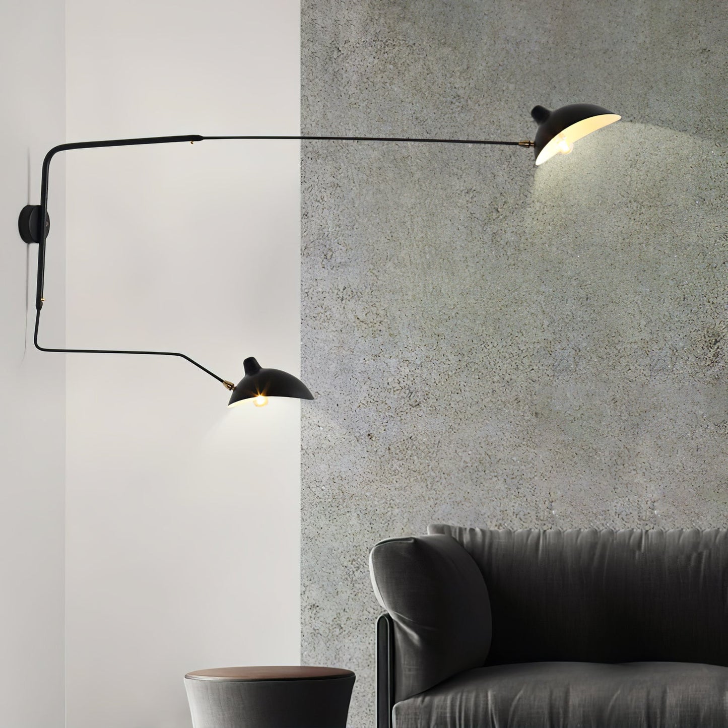 Wandlamp met Verstelbare Gelenkarm Zwart Modern Design voor Woonkamer Werkkamer Flur