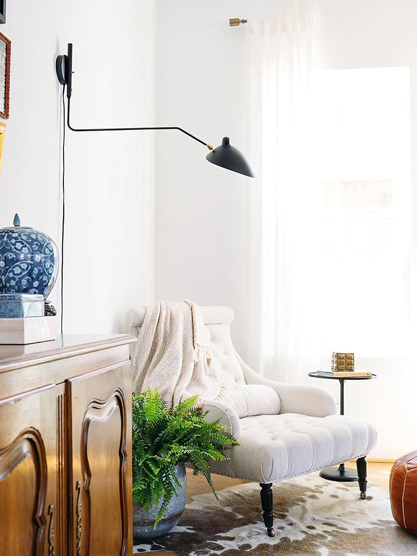 Wandlamp met Verstelbare Gelenkarm Zwart Modern Design voor Woonkamer Werkkamer Flur