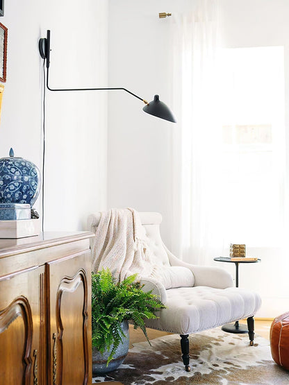 Wandlamp met Verstelbare Gelenkarm Zwart Modern Design voor Woonkamer Werkkamer Flur