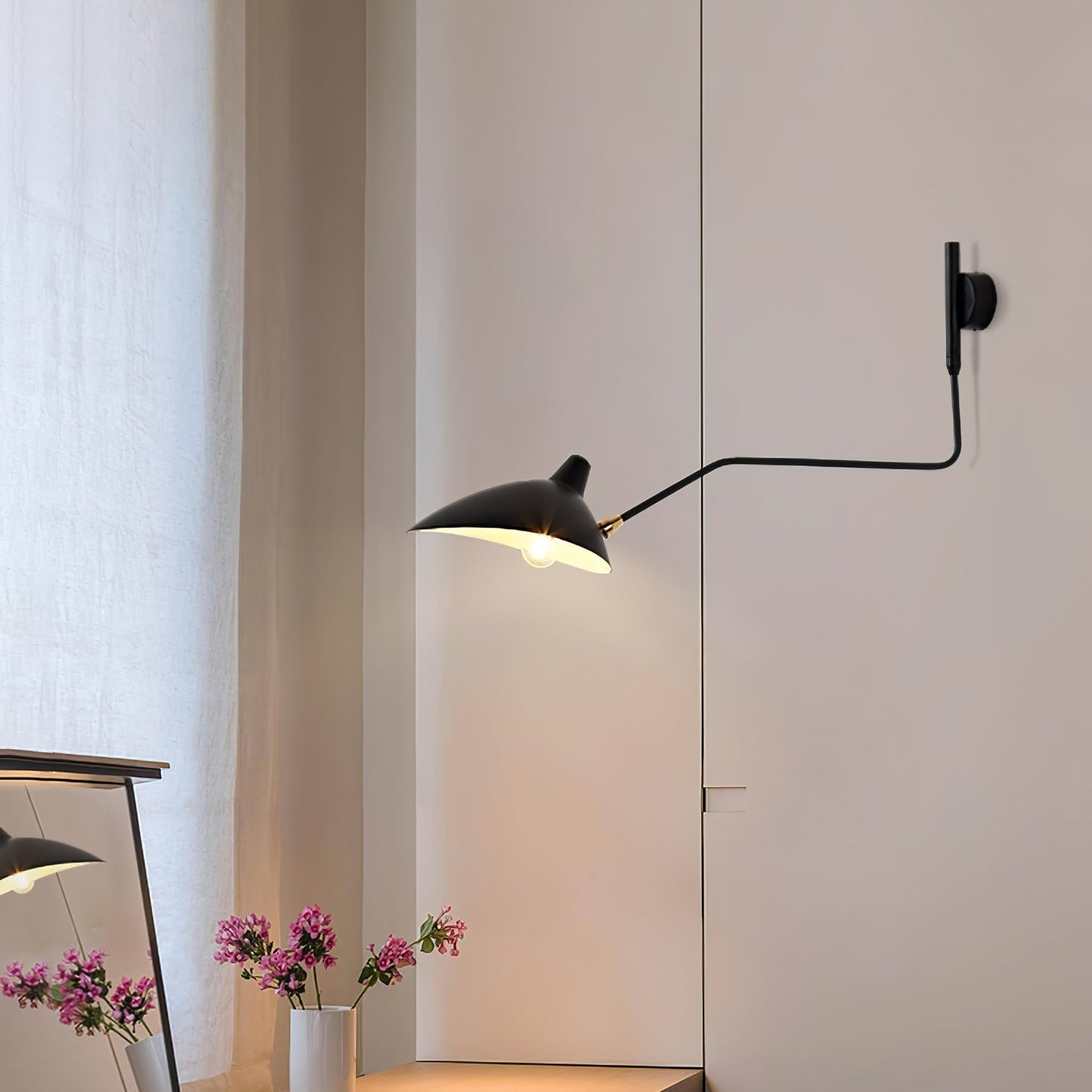 Wandlamp met Verstelbare Gelenkarm Zwart Modern Design voor Woonkamer Werkkamer Flur