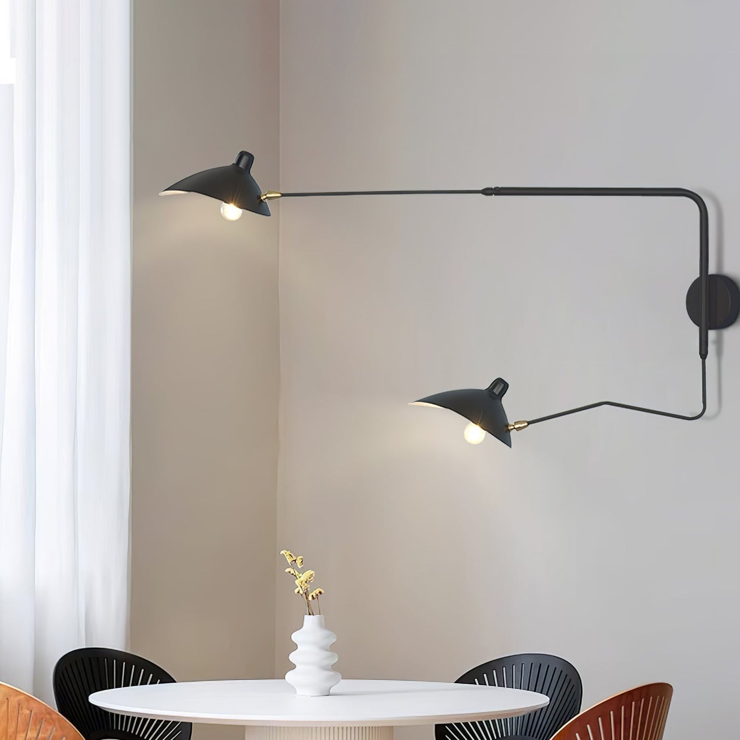 Wandlamp met Verstelbare Gelenkarm Zwart Modern Design voor Woonkamer Werkkamer Flur
