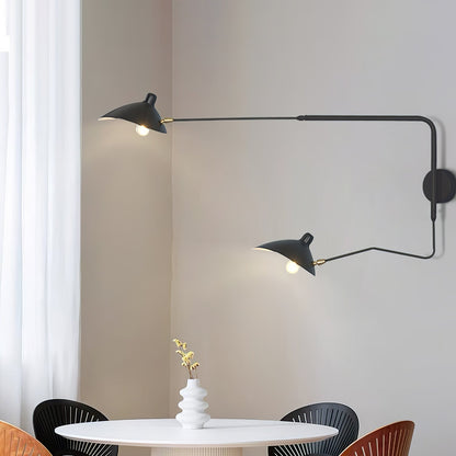Wandlamp met Verstelbare Gelenkarm Zwart Modern Design voor Woonkamer Werkkamer Flur