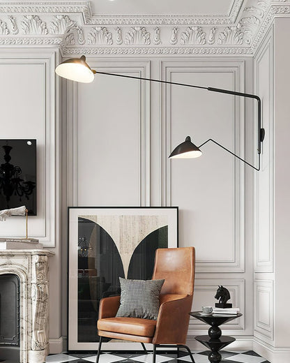 Wandlamp met Verstelbare Gelenkarm Zwart Modern Design voor Woonkamer Werkkamer Flur