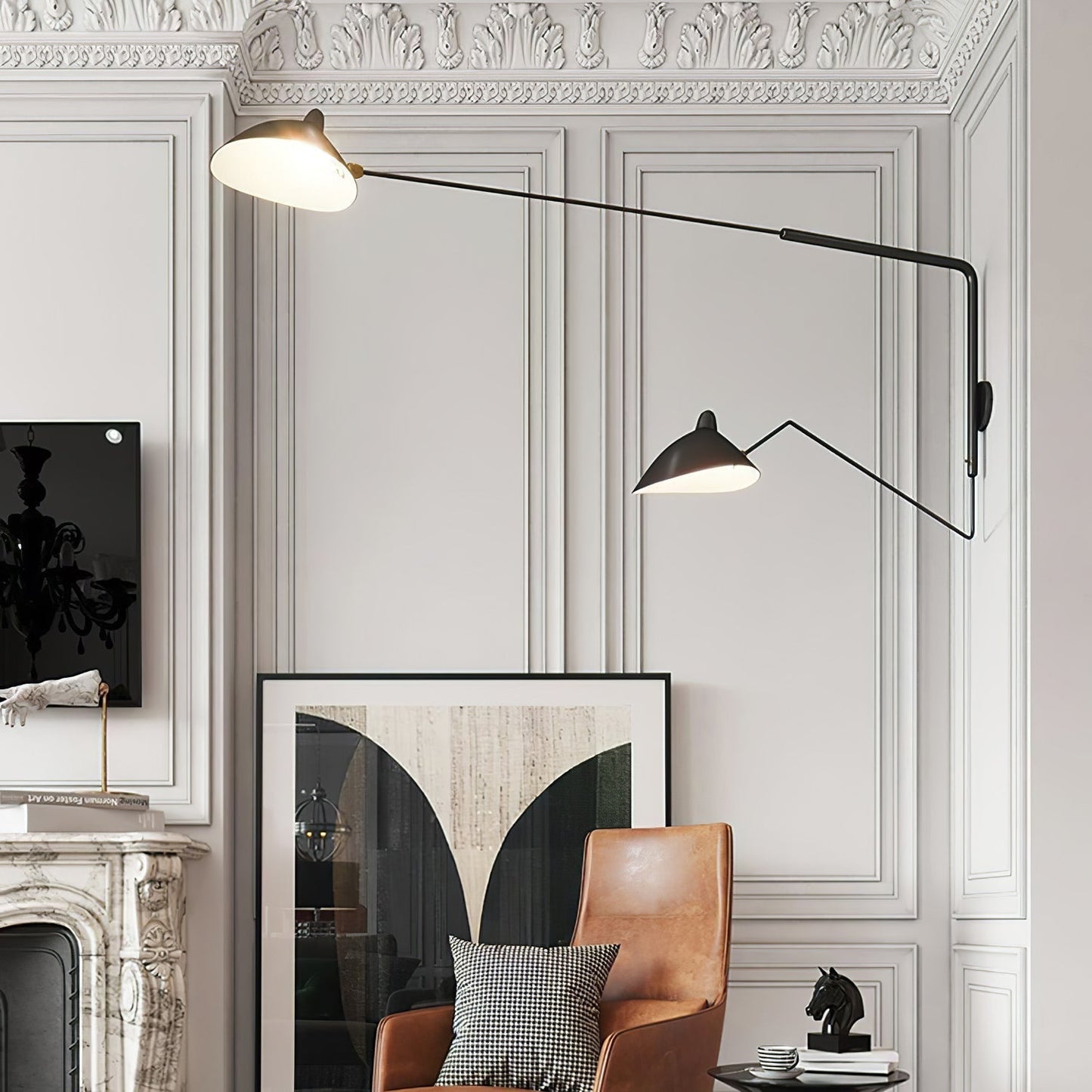 Wandlamp met Verstelbare Gelenkarm Zwart Modern Design voor Woonkamer Werkkamer Flur