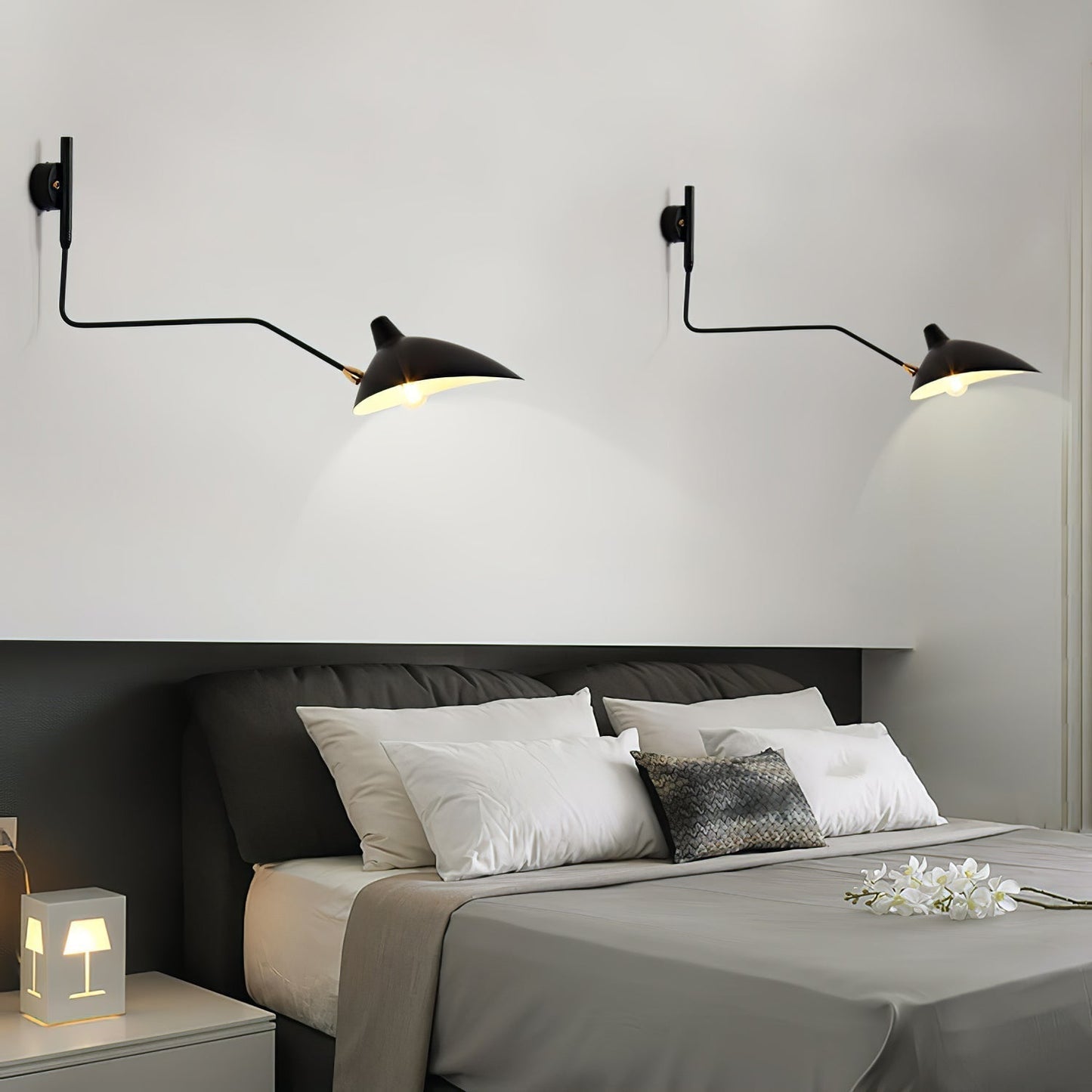 Wandlamp met Verstelbare Gelenkarm Zwart Modern Design voor Woonkamer Werkkamer Flur