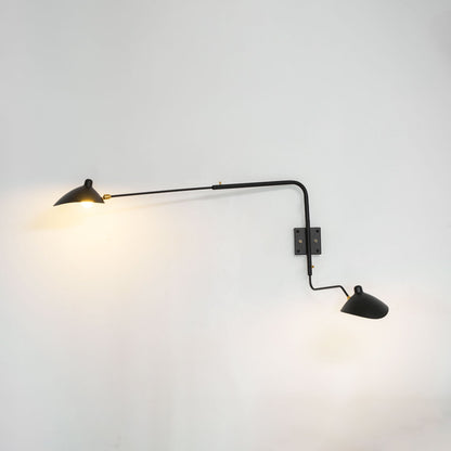 Wandlamp met verstelbare armen — industriële wandverlichting in aluminium en messing — vintage design — moderne wandlamp voor woonkamer slaapkamer