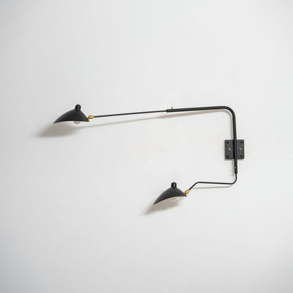 Wandlamp met verstelbare armen — industriële wandverlichting in aluminium en messing — vintage design — moderne wandlamp voor woonkamer slaapkamer