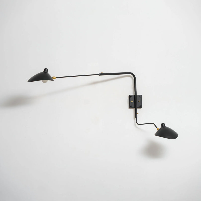 Wandlamp met verstelbare armen — industriële wandverlichting in aluminium en messing — vintage design — moderne wandlamp voor woonkamer slaapkamer