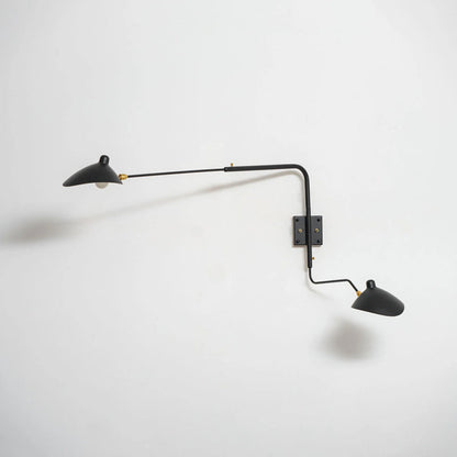 Wandlamp met verstelbare armen — industriële wandverlichting in aluminium en messing — vintage design — moderne wandlamp voor woonkamer slaapkamer