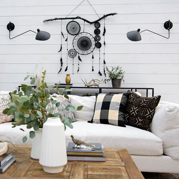 Wandlamp met verstelbare armen — industriële wandverlichting in aluminium en messing — vintage design — moderne wandlamp voor woonkamer slaapkamer