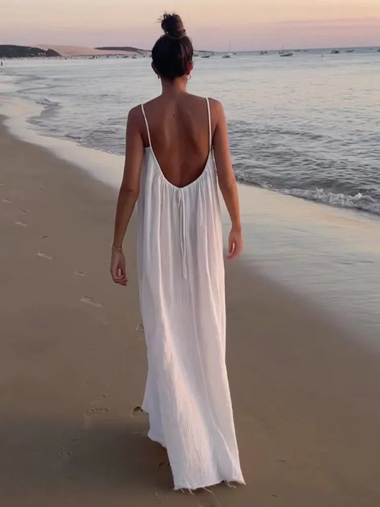 Maxi Jurk Zomerse Spaghettiband Backless Jurk