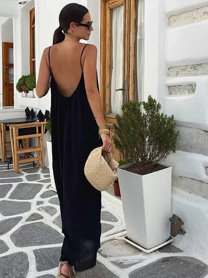 Maxi Jurk Zomerse Spaghettiband Backless Jurk