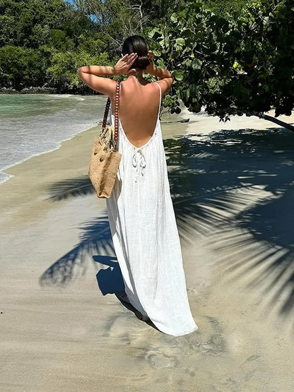 Maxi Jurk Zomerse Spaghettiband Backless Jurk