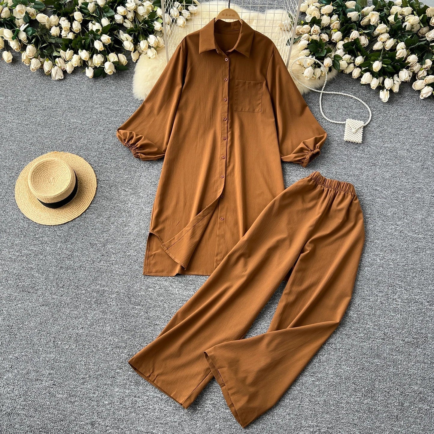 Vrouwelijke Zomerbroek Set Met Wijde Broek Comfortabel