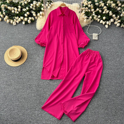 Vrouwelijke Zomerbroek Set Met Wijde Broek Comfortabel - StudioMarella