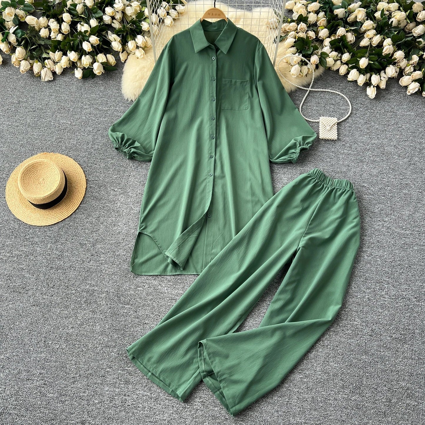 Vrouwelijke Zomerbroek Set Met Wijde Broek Comfortabel