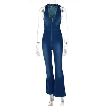 Jumpsuit voor Vrouwen Blauwe Denim Trendy Model - StudioMarella