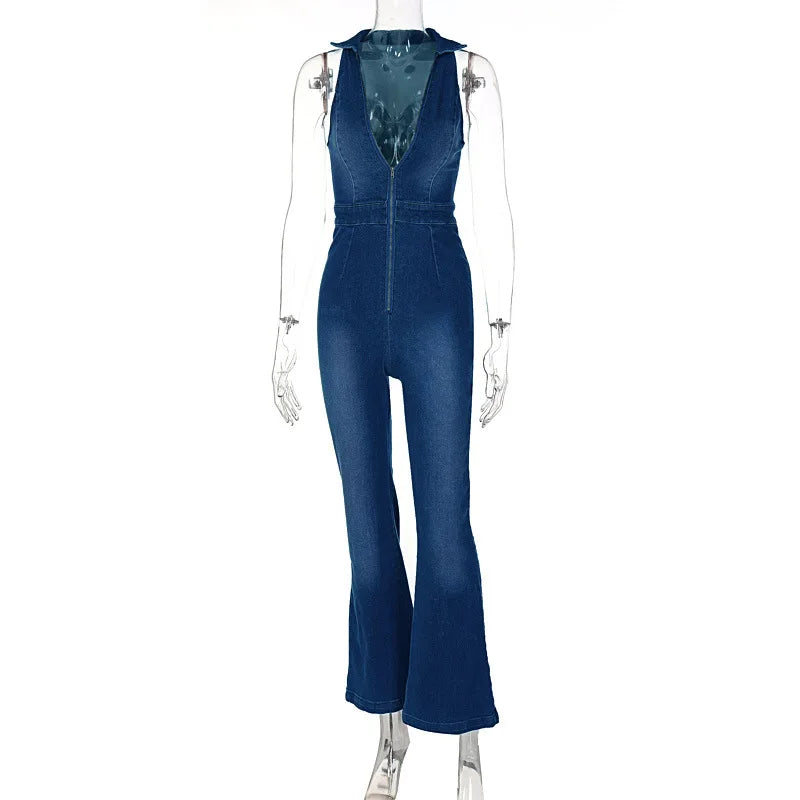 Jumpsuit voor Vrouwen Blauwe Denim Trendy Model