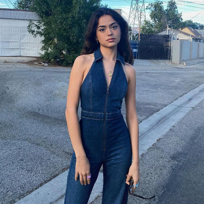 Jumpsuit voor Vrouwen Blauwe Denim Trendy Model
