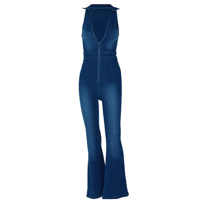 Jumpsuit voor Vrouwen Blauwe Denim Trendy Model
