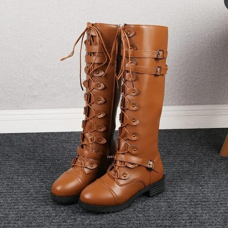 Veterlaarzen voor Vrouw Retro Stijl Met Gesp - StudioMarella