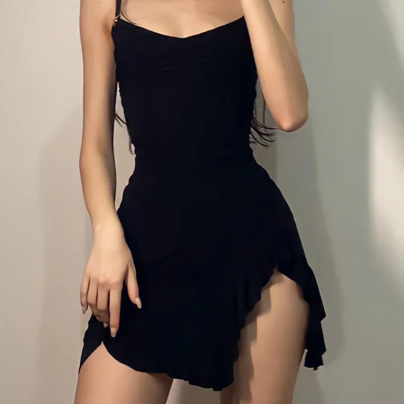 Zwarte Mini-Jurk Zomerjurk Kort en Elegант