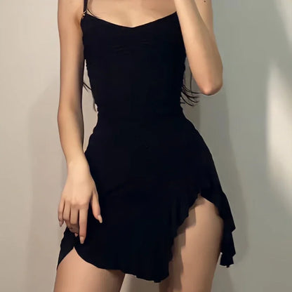 Zwarte Mini-Jurk Zomerjurk Kort en Elegант