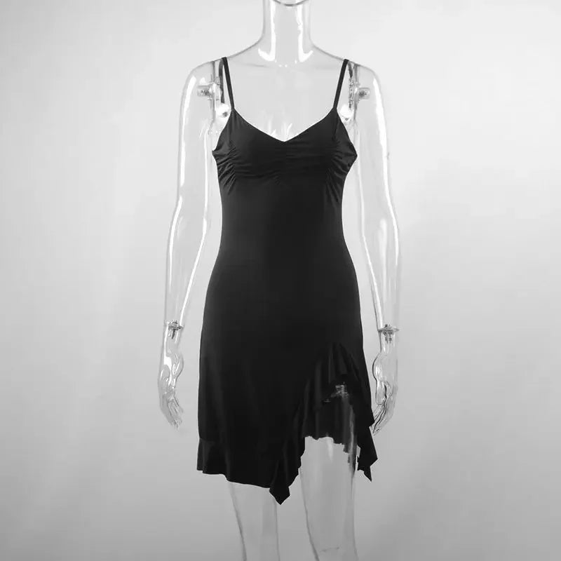 Zwarte Mini-Jurk Zomerjurk Kort en Elegант