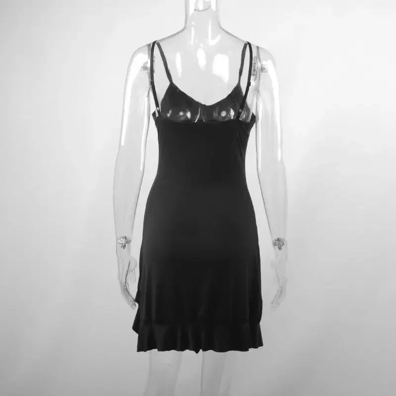 Zwarte Mini-Jurk Zomerjurk Kort en Elegант