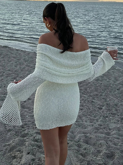 Sexy Off Shoulder Mini Jurk Zwart Kort Jurken