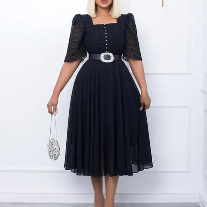 Zomerjurk Vrouw Chiffon Elegant Slank Holle Jurk Zomerse Stijl - StudioMarella