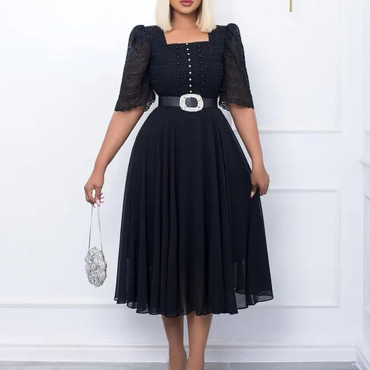 Zomerjurk Vrouw Chiffon Elegant Slank Holle Jurk Zomerse Stijl - StudioMarella