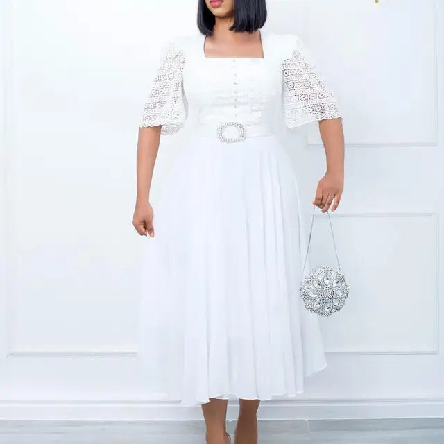 Zomerjurk Vrouw Chiffon Elegant Slank Holle Jurk Zomerse Stijl