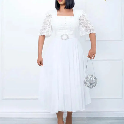 Zomerjurk Vrouw Chiffon Elegant Slank Holle Jurk Zomerse Stijl