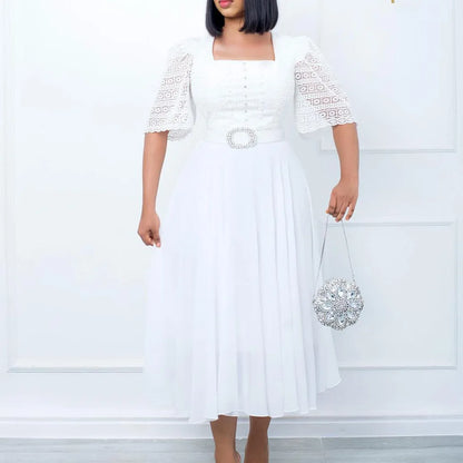 Zomerjurk Vrouw Chiffon Elegant Slank Holle Jurk Zomerse Stijl