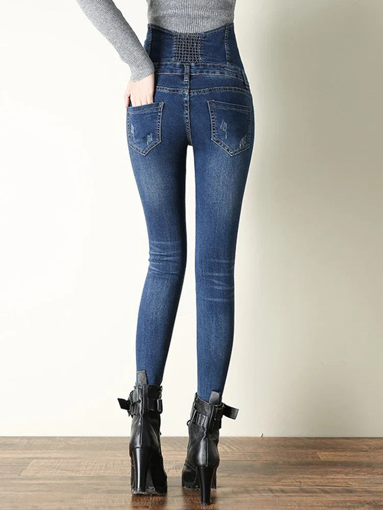 Hoge Taille Skinny Jeans Super Slim Fit