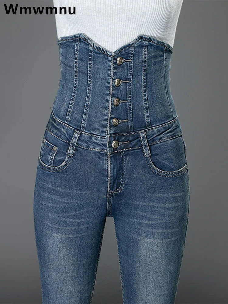 Hoge Taille Skinny Jeans Super Slim Fit