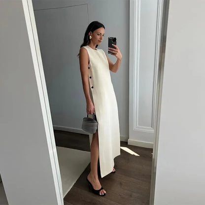 Ring-Verbonden Maxi Jurk Met Korte Mouwen Zomer Jurk