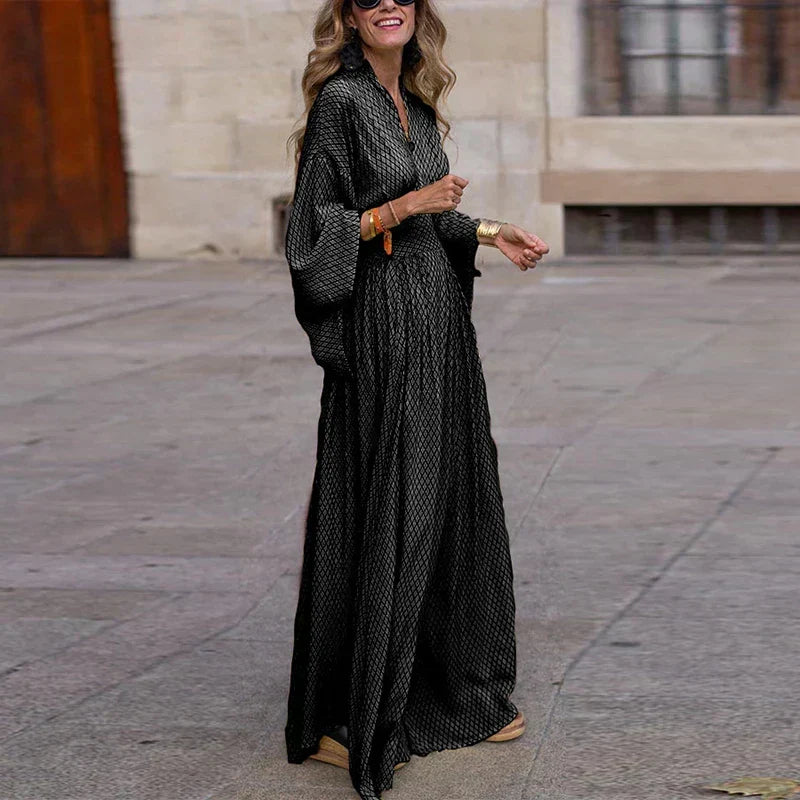 Dames Lange Jurk Met V-hals Elegant