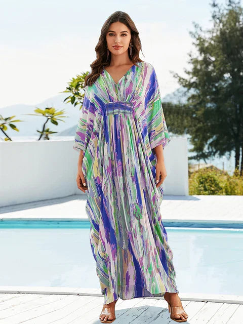 Zomerse V-Hals Kaftan Jurk Licht en Comfortabel