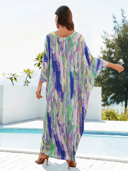 Zomerse V-Hals Kaftan Jurk Licht en Comfortabel