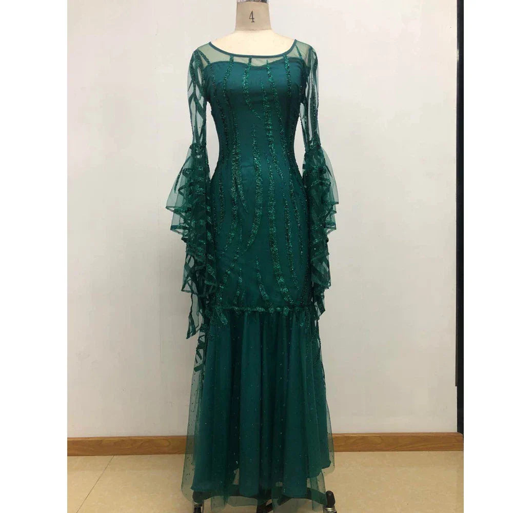 Luxe Maxi Jurk met Kant en Gouden Details