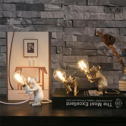 Decoratieve Muizenlamp Hars LED Verlichting Zittend of Liggend Wit Goud Zwart Tafel- en Nachtkastlamp voor Woonkamer Slaapkamer Kinderkamer