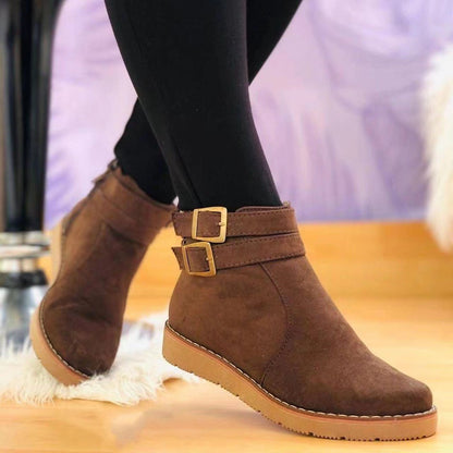 Dames Enkellaarsjes Suède Look Plat en Comfortabel