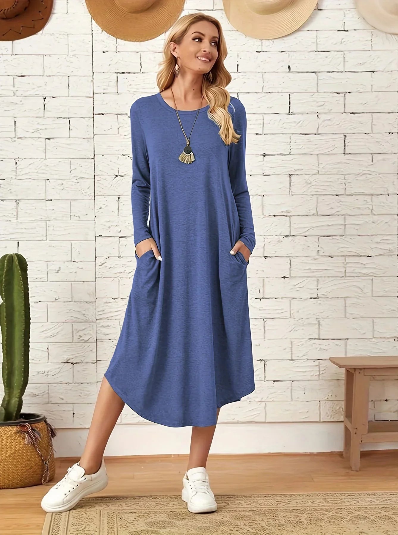 Zomerjurk Rok Lang Mouw Casual Vrouwen - StudioMarella